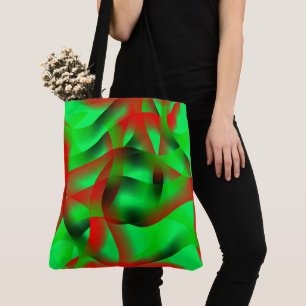 Bolsa Tote Verde limão e ondas vermelhas claras, com sombra?