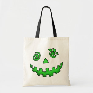 Bolsa Tote Verde louco da cara da abóbora da lanterna de Jack
