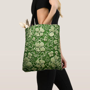 BOLSA TOTE VERDE-LUZ COM LACE OLHA OS MALDITOS CELTICOS IRLAN