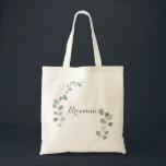 Bolsa Tote Verde Minimalista Eucalyptus Bridesmaid Tote Bag<br><div class="desc">Esta mala minimalista de eucalipto-noiva é o presente perfeito para apresentar suas damas de honra e madrinha de casamento para um casamento rústico. A design apresenta uma coloração aquosa elegante folhas verdes de eucalipto.</div>
