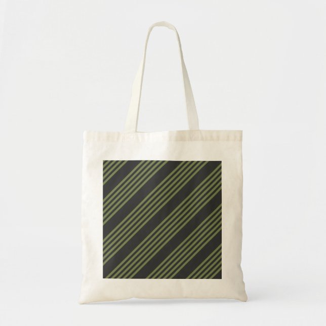 Bolsa Tote Verde-oliva e carvão de cinco faixas (Frente)