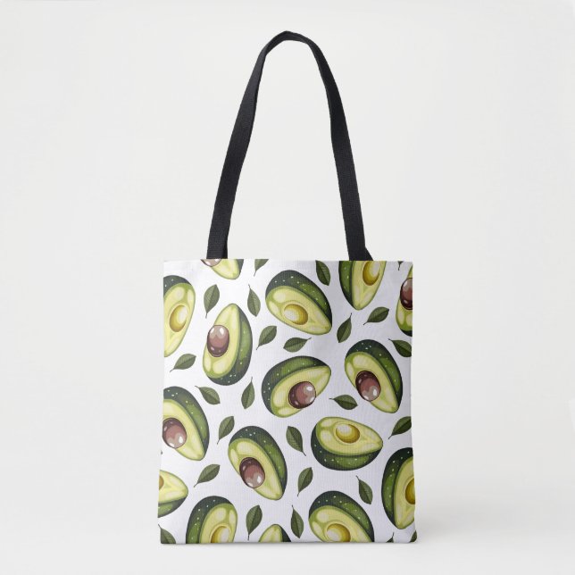 Bolsa Tote Verde padrão Avocadoe (Frente)