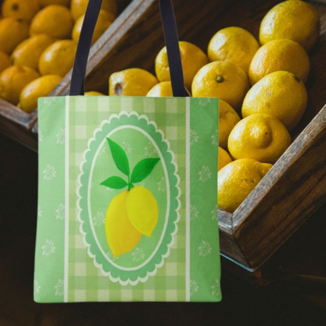 Bolsa Tote Verde-Primavera amarelo-limão-ensolarado (Perfect tote for the farmers market!)