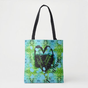 Bolsa Tote Verde Turquesa Pintor Nome Vertical