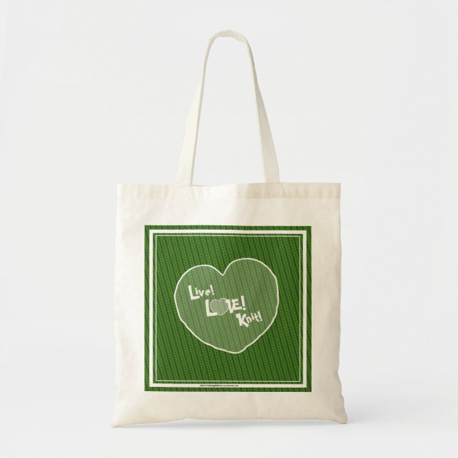 Bolsa Tote VERDE vivo! Amor! Malha! Sacola de Sweetie♥Heart (Frente)