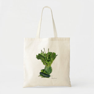 Bolsa Tote Verduras frescas exibidas.