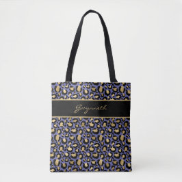 Bolsa Tote Veri Peri Purple Black Leopard Print with Name
