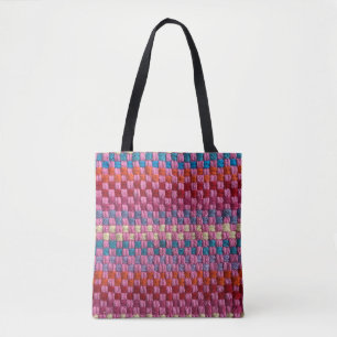Bolsa Tote Verificação do Pôster Multicolorido Retroativo
