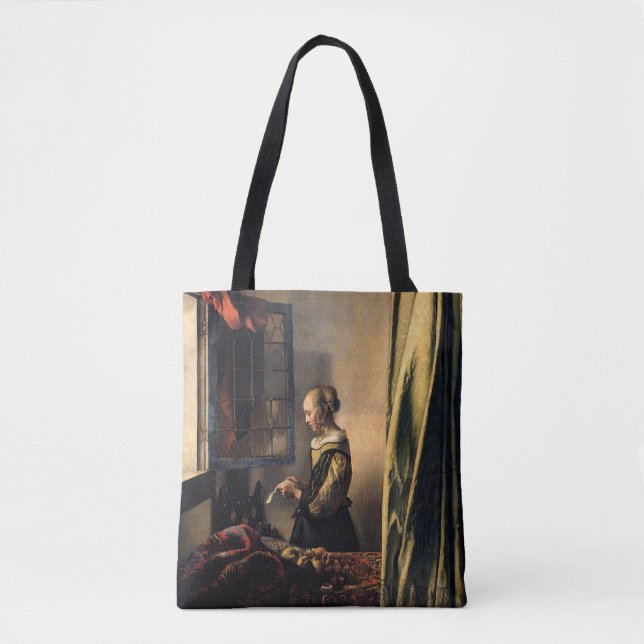 Bolsa Tote Vermeer - Rapariga lendo uma carta em uma janela a (Frente)