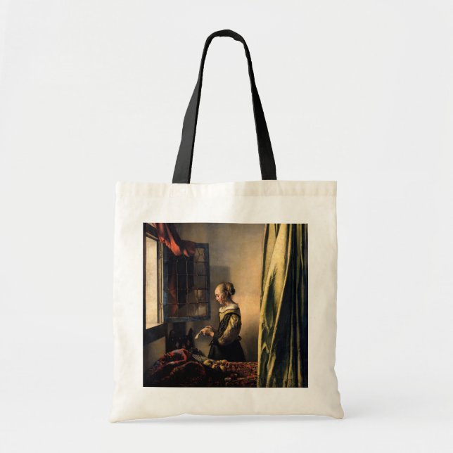 Bolsa Tote Vermeer - Rapariga lendo uma carta em uma janela a (Frente)