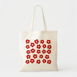 Bolsa Tote Vermelha com Padrão de Flor Pintada à M