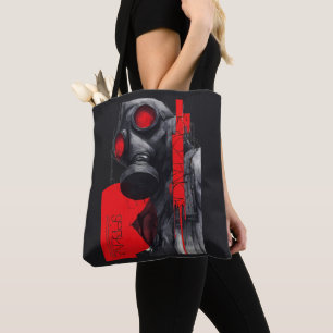 Bolsa Tote Vermelha Preta Polka de Lixo Máscara de