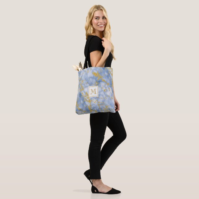 Bolsa Tote Vermelhidão Azul Elegante Monograma Faux Glitter D (No(a) Modelo)