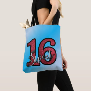 Bolsa Tote Vermelhidão E Fundo De Gradação Azul