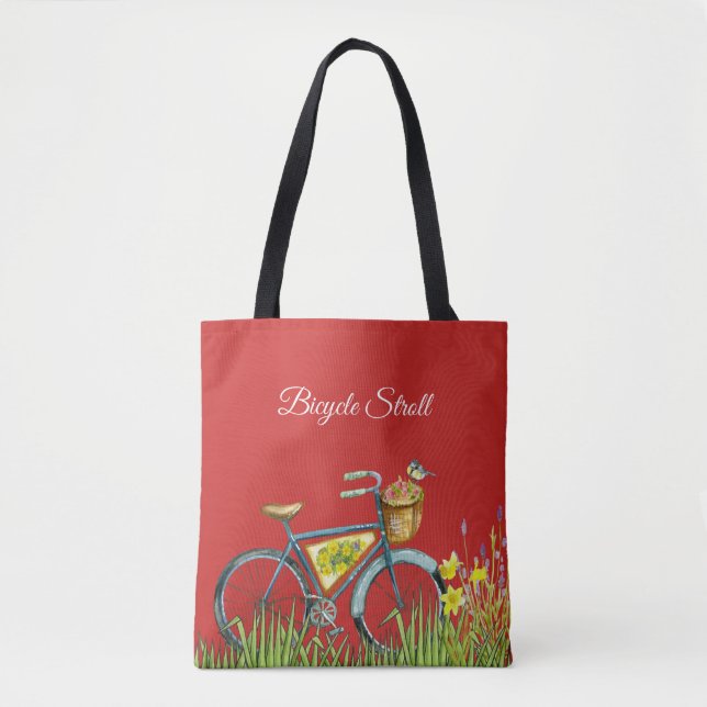 Bolsa Tote Vermelho Bicicleta Azul (Frente)