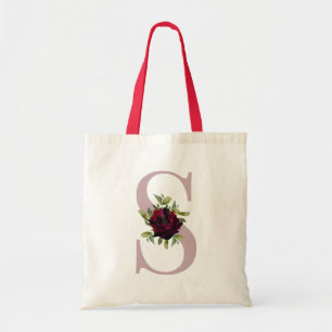 Bolsa Tote Vermelho Borgonha Rosa Monograma Carta Casamento