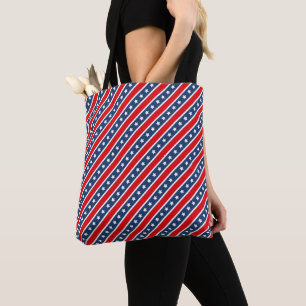 Bolsa Tote Vermelho, Branco e Azul Patriótico EUA Estrelas e 