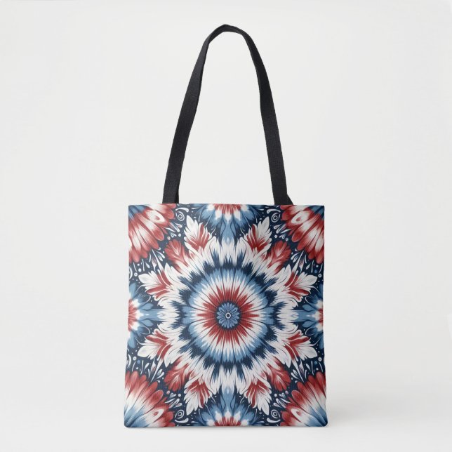 Bolsa Tote Vermelho, Branco e Azul Tie-dye (Frente)