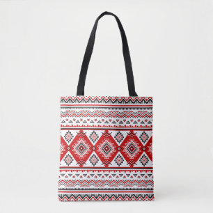 Bolsa Tote Vermelho branco preto étnico, motivos ucranianos.