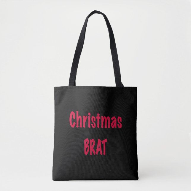 Bolsa Tote Vermelho Brat de Natal A Preto (Frente)