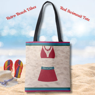 Bolsa Tote Vermelho Chic de Natação com Estilo Ret