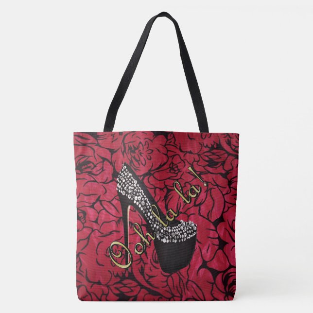 Bolsa Tote Vermelho chique Fleurs de Tres (Frente)