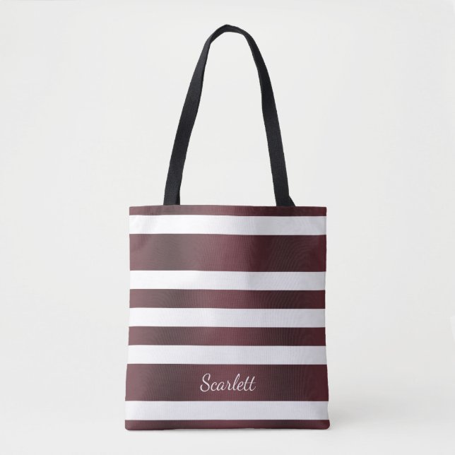 Bolsa Tote Vermelho Cinzento Branco Vermelho listrado (Frente)