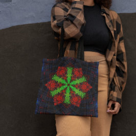 Bolsa Tote Vermelho de Mandala Verde e Azul