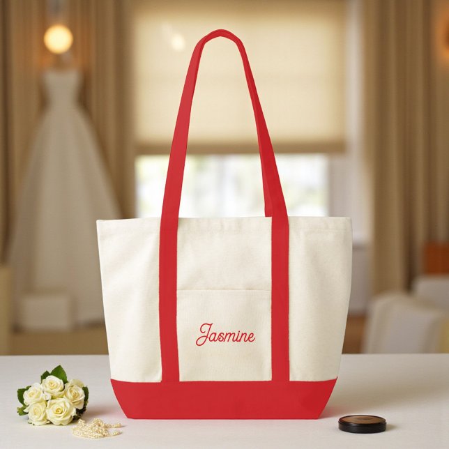 Bolsa Tote Vermelho de presentes personalizado de ponte (Criador carregado)