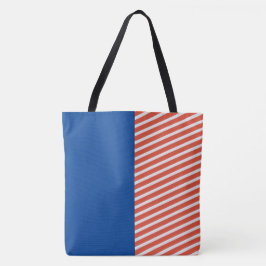 Bolsa Tote Vermelho e Branco Azul de Diversão Grátis com Stri