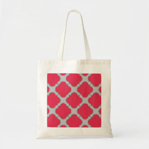 Bolsa Tote Vermelho e cinza de quatrefoil