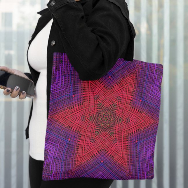 Bolsa Tote Vermelho e Roxo de Mandala (Criador carregado)