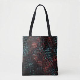 Bolsa Tote Vermelho escuro, azul, arranhões cruzados, quadrad