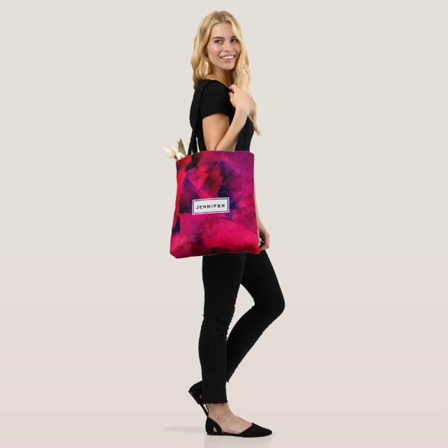 Bolsa Tote Vermelho escuro e roxo, preto e Abstrato moderno (No(a) Modelo)