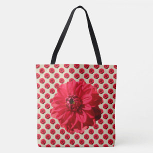 Bolsa Tote Vermelho floral botânico em alguma cor