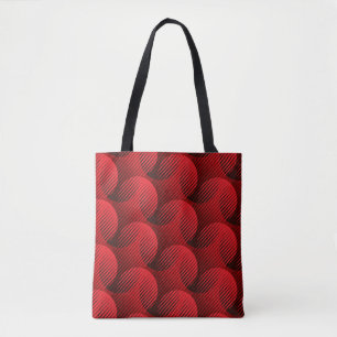 Bolsa Tote Vermelho Geométrico: Arte da Linha Raster