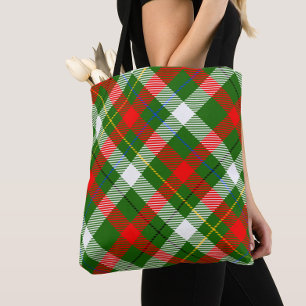 Bolsa Tote Vermelho Natal Verde Branco Flanela Xadrez Design 