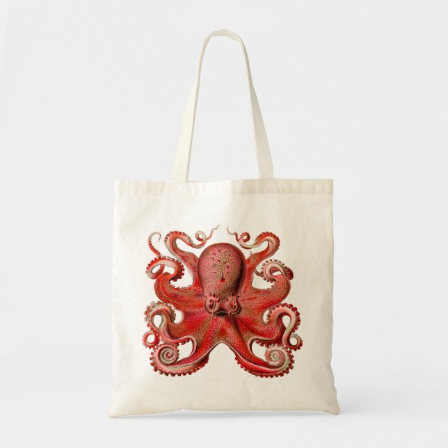 Bolsa Tote Vermelho Octopus Haeckel (Frente)