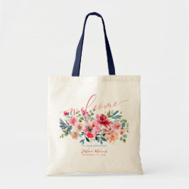 Bolsa Tote Vermelho Ombre+Azul Empoeirado Flores Aquarela Bem