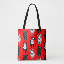 Bolsa Tote Vermelho Padrão de Schnauzers Bonitos