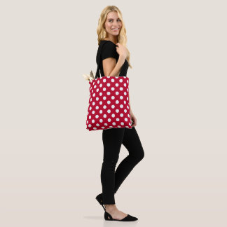 Bolsa Tote Vermelho + Pontos Brancos Polka