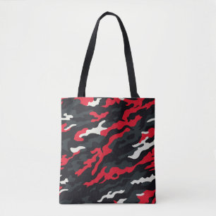 Bolsa Tote Vermelho Preto Cinza Branco Camuflagem Camo Padrão