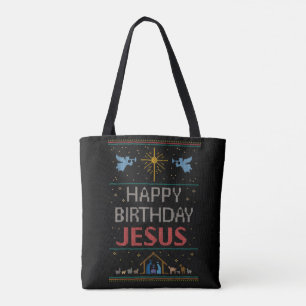 Bolsa Tote VERMELHO religioso de Jesus do feliz aniversario