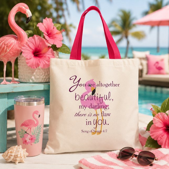 Bolsa Tote Versículo Bíblico da Beleza do Flamingo (Criador carregado)