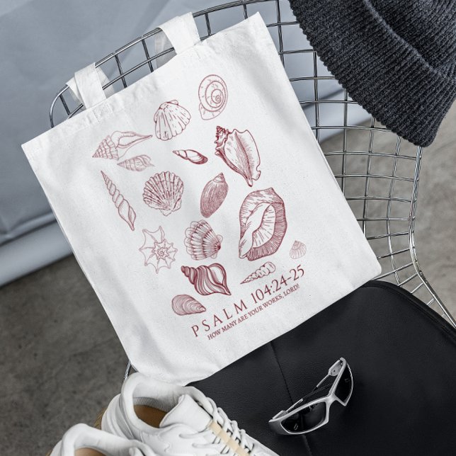 Bolsa Tote Versículo da Bíblia de Conchas Marinhas (Criador carregado)