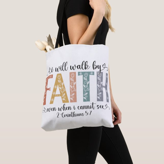 Bolsa Tote Versículo Inspirador da Fé Cristã (Close Up)