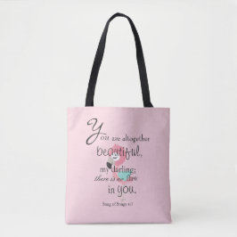 Bolsa Tote Verso bonito da Bíblia Flamingo Rosa