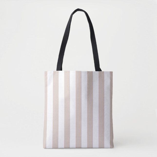 Bolsa Tote Vertical Stripes Beige E White Stripes (Frente)
