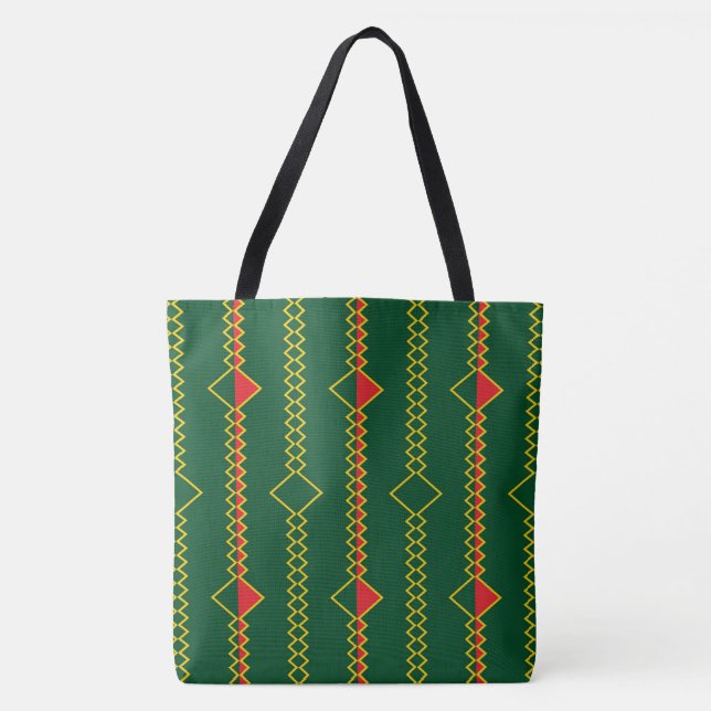 Bolsa Tote Vertical Zigzag Lines Green Digital Paper-72729 (Frente)