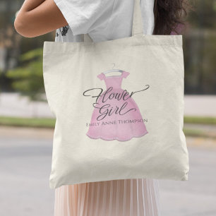 Bolsa Tote Vestido de Bonita Flor Rosa Personalizado